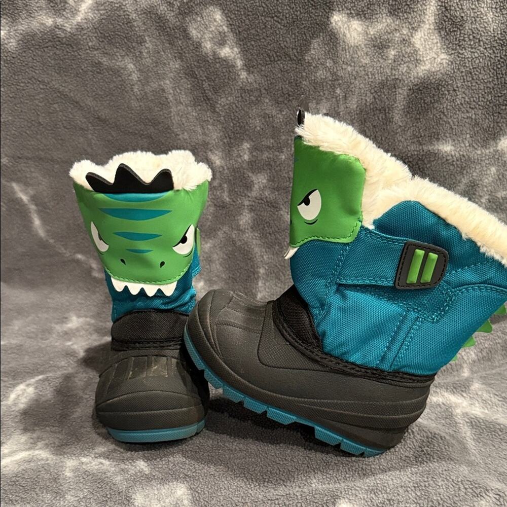 Cat & Jack Green and Black Kids Dinosaur Boots